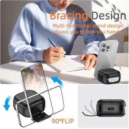 Kickstand Case Compatible with Samsung Galaxy Buds 4 /Buds 4 Pro Keychain | Lanyard Cleaning kit Soft TPU and Hard PC, Drop Shockproof Full Protection Cover for Women Men for Galaxy Buds 4 /Buds 4 Pro - color: Red+Black