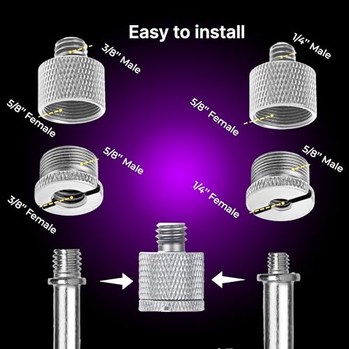 IXTECH Mic Stand Adapter Set 8 pieces Metal Microphone Stand Screw Thread Adapter 5/8 Female to 3/8 Male 3/8 Female to 5/8 Male 5/8 Female to 1/4 Male 1/4 Female to 5/8 Male Tripod Adapter ADP03 Slvr - color: ADAPTER SILVER