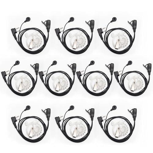 SAMCOM SM008 Walkie-Talkie 2 Pin Plug Acoustic Tube Earpiece Mic (10 Pack) | Security Radio Earpieces for FPCN30A, FPCN10A, FPCN20A Two-Way Radios, Compatible with Baofeng Kenwood 2 Way Radio - size: 10 Pcs SM008 Airtube Earpiece