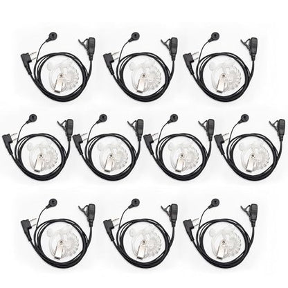 SAMCOM SM008 Walkie-Talkie 2 Pin Plug Acoustic Tube Earpiece Mic (10 Pack) | Security Radio Earpieces for FPCN30A, FPCN10A, FPCN20A Two-Way Radios, Compatible with Baofeng Kenwood 2 Way Radio - size: 10 Pcs SM008 Airtube Earpiece