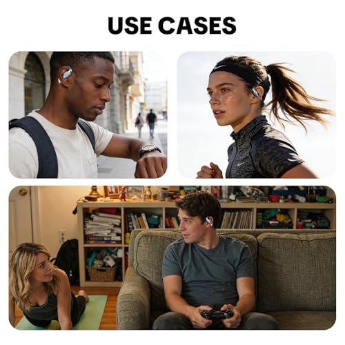 Open-Ear Headphones，360° Rotating Charging Case, Ergonomic Earhook | Bluetooth 6.0, IPX5, 60H Playtime, ENC Call Noise Reduction, Superior Sound Quality, Stable Fit for Commute & Workout