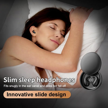 Mini Invisible Earbuds Bluetooth 5.4,Sleep Earbuds for Side Sleepers, Mini Noise Blocking Sleep Earphones,Sleep Friendly Side Sleeping Earphones, for Work (Black) - color: Black
