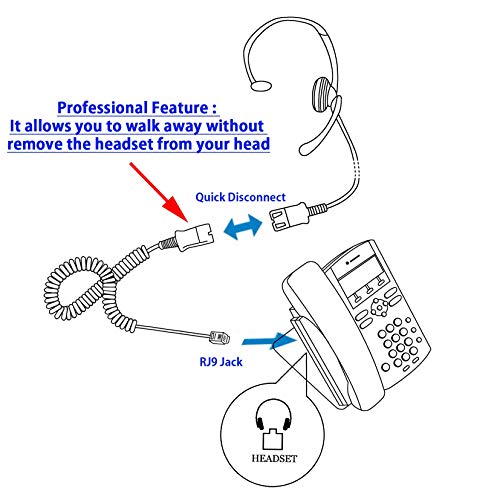 INNOTALK Phone Headset Compatible with Avaya 1408 1416 2410 2420 4424 4606 4610 4612 4620 - Changeable Voice Tube Mic + HIC Quick Disconnect Cord as Call Center Phone Headset - size: Voice Tube Mic Mono