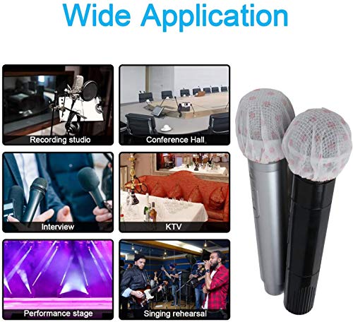 N / A 200 Pieces Disposable Microphone Cover, Protective Mic Cap, Hygiene Microphone Cover, Fit to O Shape Microphones, for KTV, Recording Studio, Lectures(White-red dot)