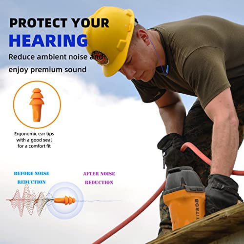 Ear Plugs Bluetooth Headphones for Work, Neckband Wireless Earbuds, Noise Reduction in-Ear Earphones with Mic and Controls, Waterproof Earbuds with 20 Hours Battery, for Industrial Safety