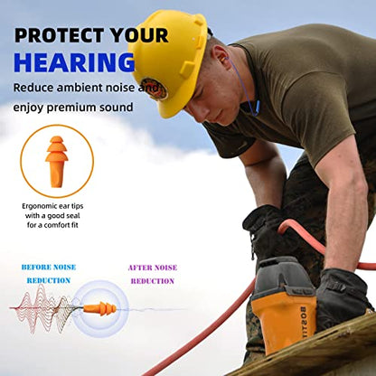 Ear Plugs Bluetooth Headphones for Work, Neckband Wireless Earbuds, Noise Reduction in-Ear Earphones with Mic and Controls, Waterproof Earbuds with 20 Hours Battery, for Industrial Safety
