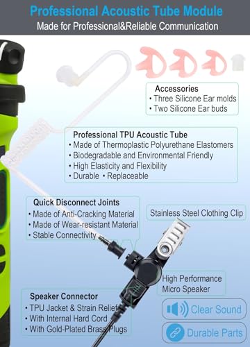 commountain Earpiece for Motorola Radios R5, XPR 3500e, XPR 3300e | Acoustic Tube Surveillance Headset, Noise Reducing PTT Mic, Reinforced Cable - size: For users below 6 feet tall