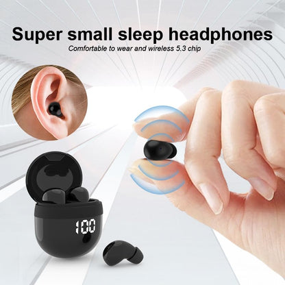Invisible Mini Earbuds Wireless Bluetooth, Ultra-Comfort & Lightweight Wireless Mini Sleep Headphones, Unique Tumbler Portable Charging Case, Soft In-Ear Ear Plugs for Sleeping Small Ears Gym (Black) - color: Black