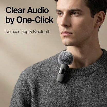 Mini Mic Wireless Lavalier Microphone for iPhone 17/16/15, Android Phone | Noise Reduction, Plug-and-Play Lapel Microphone for YouTube, TikTok, Vlogging & Interviews Content Creators - color: Black, style: All iPhones & Androids (USB-C + Lightning)