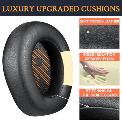 SOULWIT Professional Replacement Earpads Cushions for JBL Quantum 400 (Q400) Headphones, Ear Pads with Softer Protein Leather - Black