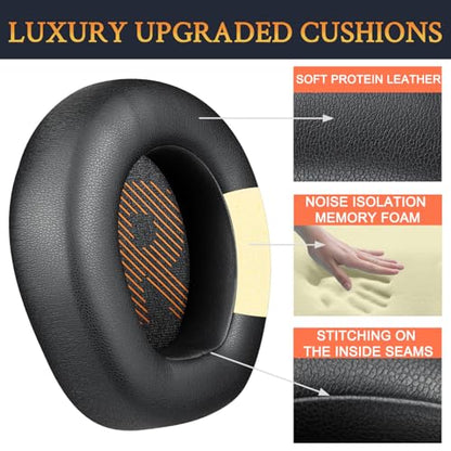 SOULWIT Professional Replacement Earpads Cushions for JBL Quantum 400 (Q400) Headphones, Ear Pads with Softer Protein Leather - Black
