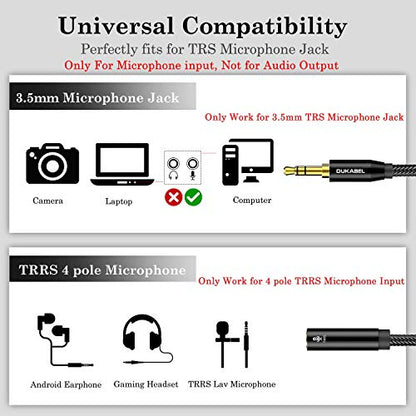 DUKABEL TRRS to TRS Adaptor, Microphone Adapter for Camera - 30CM | TRRS Female to TRS Male, for Camera, PC, TRRS Lav Microphones, ONLY for Microphone input, Not for Audio output - size: TRRS Female to TRS Male