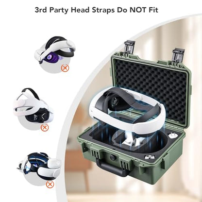 Lykus Titan OQ200 Waterproof Hard Case for Quest 3S/3 and Elite Head Strap | CASE ONLY,Fits Stock and Official Elite Head Strap,IP67 Waterproof,Shockproof,CNC Cut Premium Foam - color: Green