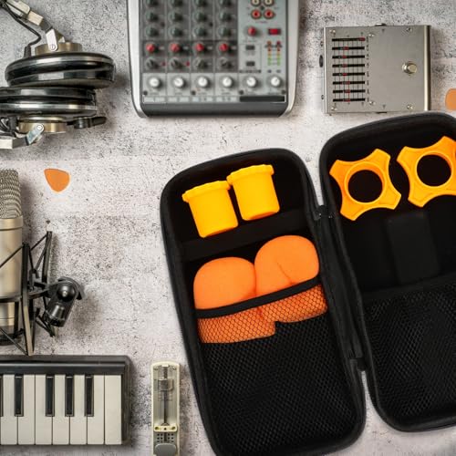 Toddmomy Portable Microphone Storage Case with Zipper for Two Mics, Large-capacity Black Carrying Pouch with Orange Non-slip Foam Covers and Shockproof Tail Protection, Travel Microphone