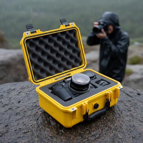 MEIJIA All Weather IP67 Waterproof Hard Camera Case,Hard Protective Case,Hard Case with Customizable Foam,Fit Use of Drones,Camera,Equipments,Pistols(Yellow,13.35 x11.63x5.98inches) - color: Yellow, size: 13.35 x11.63x5.98inches