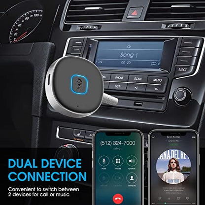 Bluetooth Receiver, LAICOMEIN Portable 3.5mm Aux Car Adapter, Bluetooth Wireless Audio Receiver for Car/Home Stereo/Wired Headphones/Speaker, 16H Battery Life