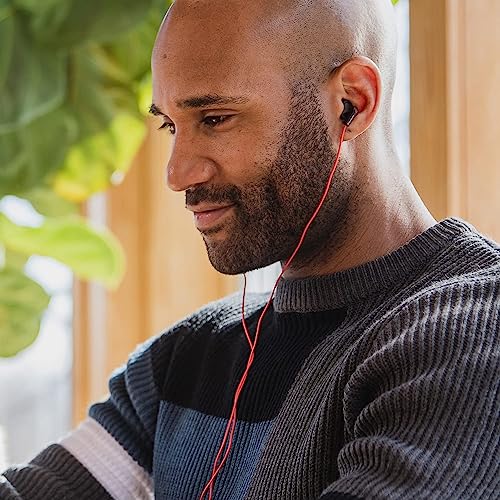 Panasonic Ergofit in-Ear Earbud Headphones Matte Black/Red (RP-HJE120-KB) - color: Matte Black/RED, style: No Mic