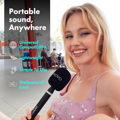 Movo NanoMic Dual Lightning Wireless Microphone for iPhone 14 and Below– Lavalier Mic for iPhone, Great for Vlogging, TikTok, Content Creation w/WMX-HM2 Wireless Handle