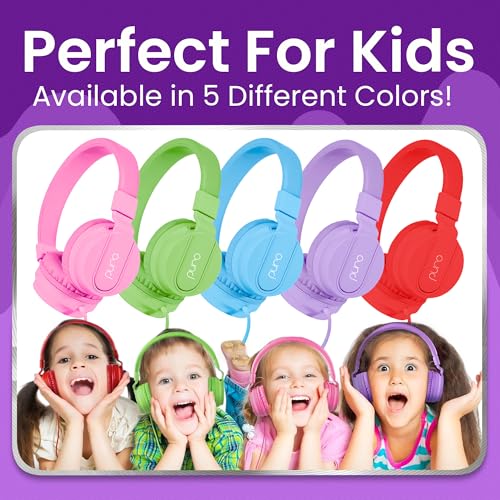 Puro Sound Labs - Kids Headphones, Volume-Limiting 85dB, PuroBasic, Purple | Adjustable, Safer & Comfortable Headphones for Kids – Compatible with PCs, Smartphones & Tablets, Ideal for School & Travel - color: Purple