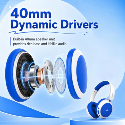 Kids Wireless Headphones,Over-Ear Headset for Boys - color: Blue
