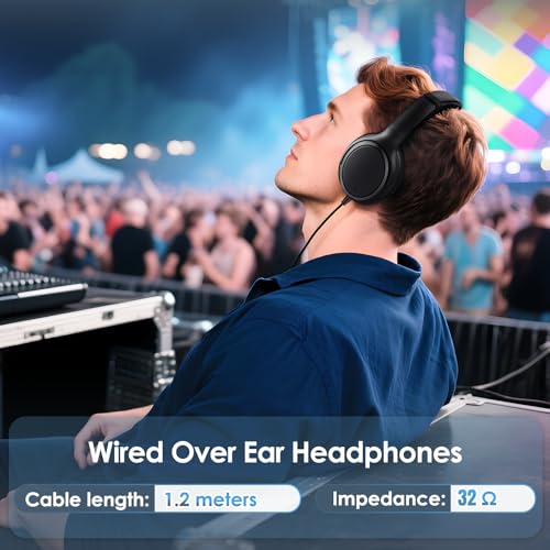 INFURTURE USB C Wired Headphones, Active Noise Canceling Over Ear with Mic | Hi-Fi Stereo Sound, Foldable & Portable for School/Travel, Compatible with iPhone, Laptop, Samsung, Pixel, Adults/Teens Gift - color: Black