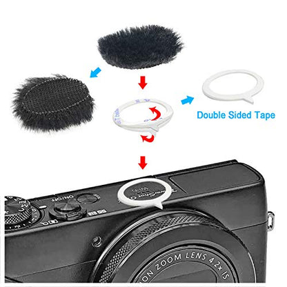 YOUSHARES Camera Mic Windscreen, 8 PCS Fur Wind Muff Wind Cover for DSLR Built-in Microphone Outdoor Wind Filter