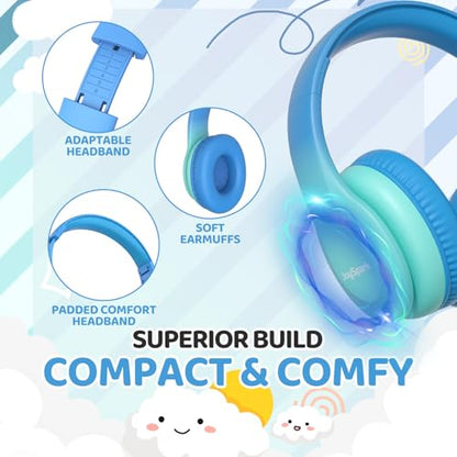 JoySpark Kids Headphones for School Toddler, 3.5mm Jack, Gradient Blue - color: Gradient Blue