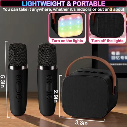 Mini Karaoke Machine for Kids & Adult, 4-12 Years Old Girls Christmas Birthday Gift, Karaoke Toys Gifts for Girls Ages 4, 5, 6, 7, 8, 9, 10, 12 +Year Old Birthday Party Black - color: Black