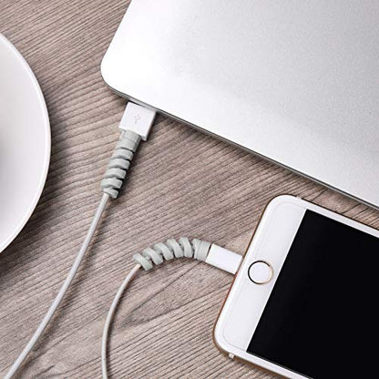 24 Pcs Jetec Charger Cable Protector, Spiral USB Wire Protector,Grey - color: Grey