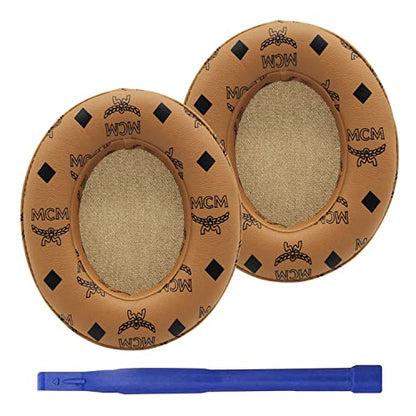 Replacement Ear Pads Protein PU Leather Ear Cushion Compatible with Beats by Dr.Dre Studio 2.0 Studio 3 B0500 B0501 Wired Wireless Over-Ear Headphones (Floral Brown) - color: Floral Brown