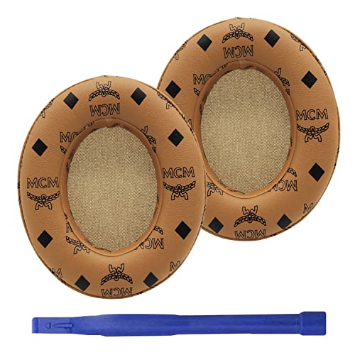 Replacement Ear Pads Protein PU Leather Ear Cushion Compatible with Beats by Dr.Dre Studio 2.0 Studio 3 B0500 B0501 Wired Wireless Over-Ear Headphones (Floral Brown) - color: Floral Brown