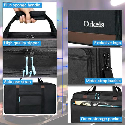 ORKELS DJ Controller Bag, Portable Padded DJ Travel Case with Storage Pocket, Compatible with Pioneer DDJ-400 SB3 SB2 RB FLX4 REV1 DJ2GO2 Party Mix - size: S-20.9''W x 4.1''D x12''W