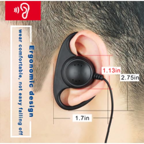 D-Ring Walkie Talkie Earpiece/Headset for CP200 CP200d CLS1410 CLS1110 CLS1413 CLS1450 Two Way Radio (Motorola) - color: Motorola