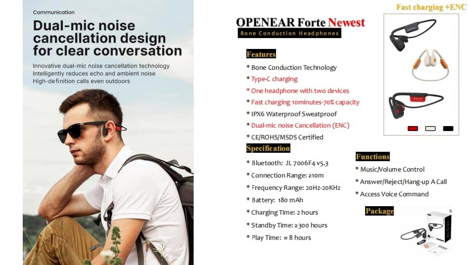 ePP-BC-18 Military grade Intelligent Bone Conduction Open Ear Smart Bluetooth Headphone Technology latest audio technology dual mics for advance noise cancelation (ENC) and clear conversation