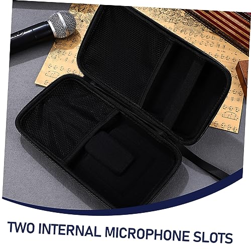 Kisangel Portable Dual Microphone Storage Bag with Padded Dividers and Receiver Compartment Compact Hard Case for Travel and Organized Mic Protection