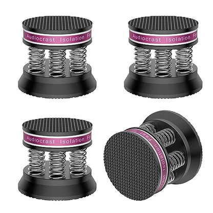 4px Spring Speaker Spike Pads, Isolation Stand Feet, Aluminum Non-Slip Speaker Floor Protectors, Sound Dampening Anti Vibration Speaker Base Pad for HiFi Amplifier/DAC/Turntable/Player - color: Black