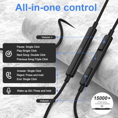 Wired Earbuds 3.5mm Jack Headphones for Samsung Galaxy A15 A14 A13 A07 A06 | A25 A24 A23 S10 S9 S8 Wired Ear Buds, in-Ear Headphones with Microphone Volume Control Noise Cancelling for Computer Laptop - color: Black