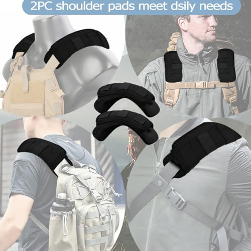 2-Pack Shoulder Pad Ultra-Thick Tactical Vest Cushion for Laptop Bags, Messenger Bags, Briefcase Bags, Luggage Bags, Tool Bags, Travel Bags and Most Bags, Black - color: Black