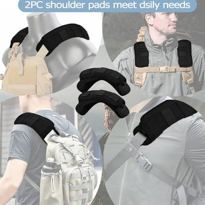 2-Pack Shoulder Pad Ultra-Thick Tactical Vest Cushion for Laptop Bags, Messenger Bags, Briefcase Bags, Luggage Bags, Tool Bags, Travel Bags and Most Bags, Black - color: Black