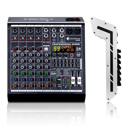 6 Channel DJ Audio Mixer, Professional Sound Board Console | DJ Mixer for Recording & Streaming, USB Drive, Media Playback, PC Audio Interface, EQ Control, 48V Phantom Power