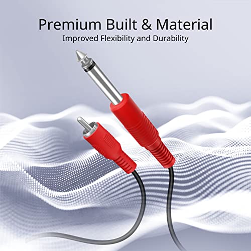 TNP Dual 1/4 Inch TS to Dual RCA Male Stereo Audio Patch Cable, 3 Feet | Dual 6.35mm Ts-To-Rca Interconnect Cord for Mixers, Amplifiers, Av Receivers, Speakers, Recording Gear, and Home Audio