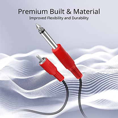 TNP Dual 1/4 Inch TS to Dual RCA Male Stereo Audio Patch Cable, 3 Feet | Dual 6.35mm Ts-To-Rca Interconnect Cord for Mixers, Amplifiers, Av Receivers, Speakers, Recording Gear, and Home Audio