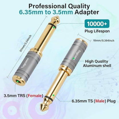 1/4 Inch to 1/8 Inch Adapter 4 Pack, 6.35mm Quarter Inch TS Mono Male to 3.5mm Female Jack Plug Gold-Plated Pure Copper Audio Converter Connector Premium Quality Series - color: 6.35mm(TS) Male to 3.5mm Female, size: 4 Pack