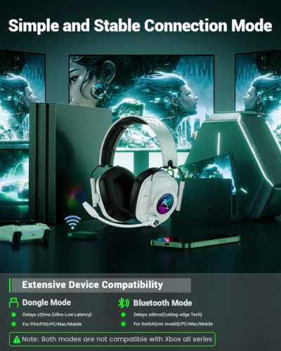 Wireless Gaming Headset with Microphone for PC, PS5, PS4, Switch, Mac