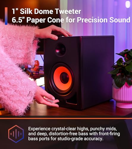 ESI nEar i7 6.5" Studio Reference Monitor, 2-Way Active Powered Speaker, Ideal for Near-Field Music Production, Studio Monitoring and Desktop Computers, Studio-Quality Sound, Sold Individually（Single） - size: nEar i7 (Single 6.5" Speaker)