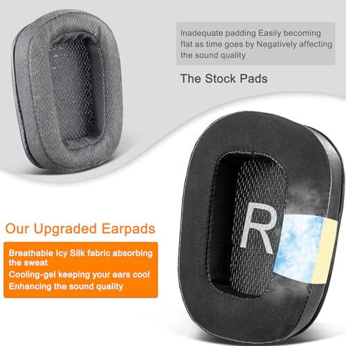 SOULWIT Cooling Earpads for Logitech G935/G933/G930/G432/G35 - Black | for G35/G930/G933/G935/G633/G635/G533/G430/G431/G432/G433/G332/G230/G231/G233 Headphones - color: Black