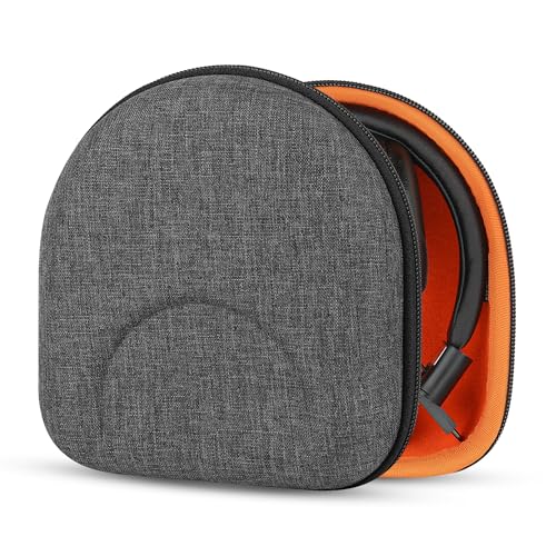 Geekria Shield Headphones Case Compatible with JLab Go Lux ANC, Audio Neon Folding/Studio Pro, Replacement Hard Shell Travel Carrying Bag (Dark Grey)