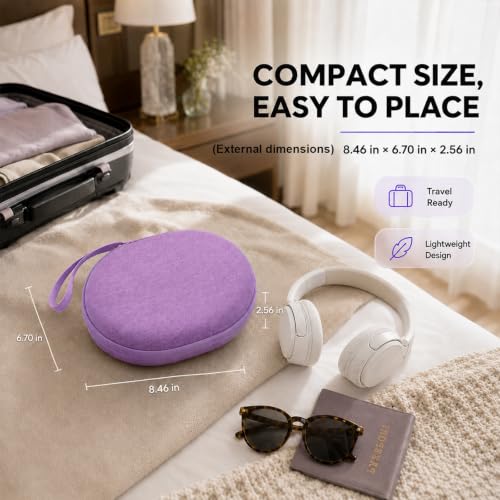 Hard Headphone Case for JBL Tune 770NC/510BT/720BT/520BT/670NC | Wave Foam, Elastic Strap, Soft Lining, Mesh Pocket, Carry Handle, Folded Headphone Storage, Purple , Case Only - color: Purple