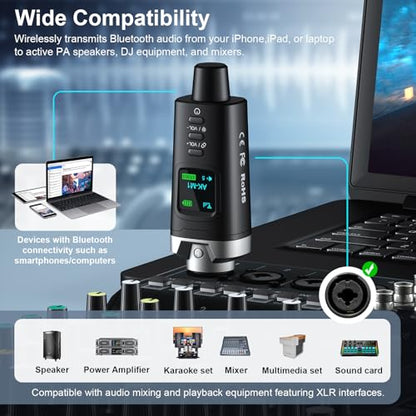 Aokeo AK-M1 XLR Bluetooth Receiver-High-Fidelity Wireless Audio Adapter,100ft Stable Connection,Stereo for Speakers,Mixers,DJ Equipment,Weddings(2 Pack) - color: Receiver x2
