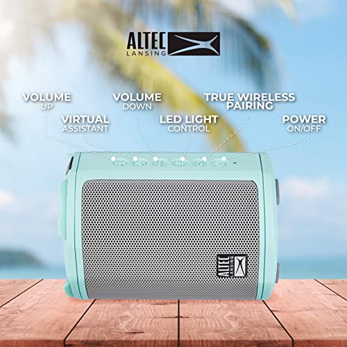Altec Lansing - HydraMotion Wireless Bluetooth Speaker with 360 Degree Sound, Portable IP67 Waterproof for Outdoors, Shockproof, Snowproof, Everything Proof, 12 Hour Playtime (Mint Green) - color: Mint Green